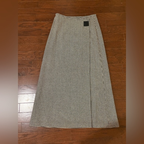 Ralph Lauren Wool Midi Maxi Skirt 12 Houndstooth A-Line Equestrian Wrap Vintage - Picture 2 of 11